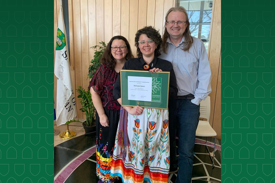 Michayla Quinn (centre) is a graduate student studying community health and epidemiology at the University of Saskatchewan's College of Medicine