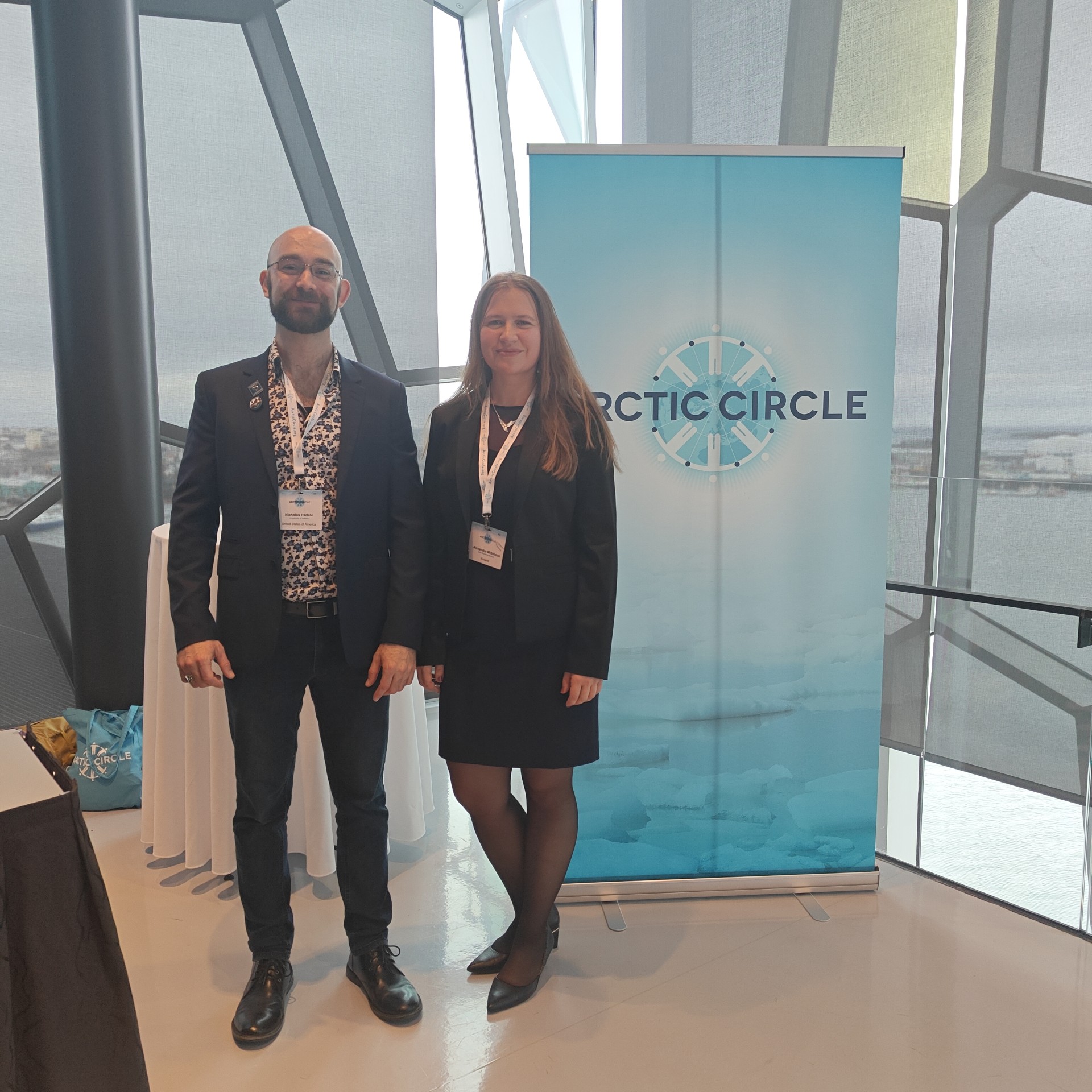 Nicholas Parlato and Alexandra Middleton convening “The 'Bear' in the Room: How do we prepare for the future with Russia?” session at at Arctic Circle Assembly 2024.